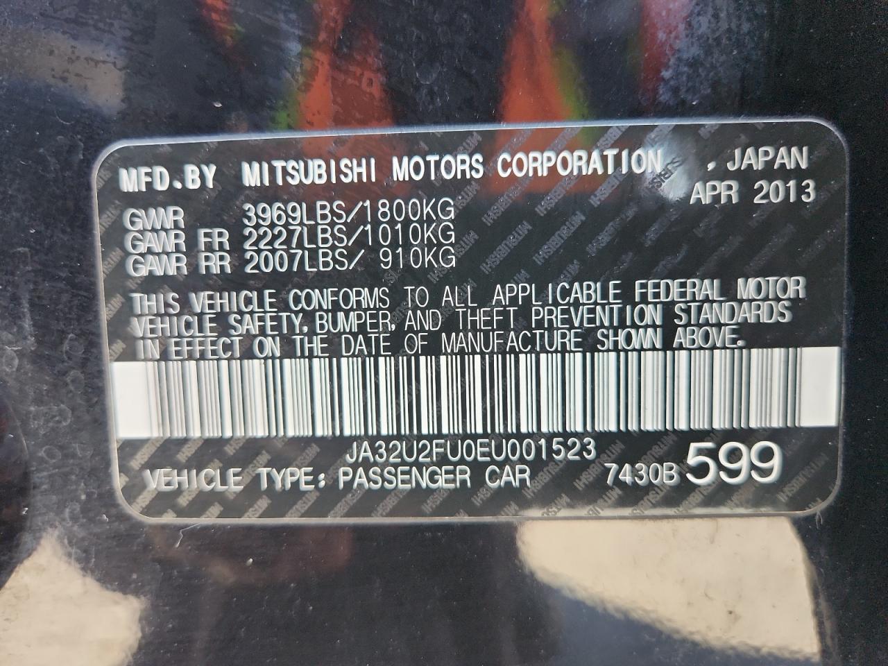 2014 Mitsubishi Lancer Es/Es Sport VIN: JA32U2FU0EU001523 Lot: 92861475