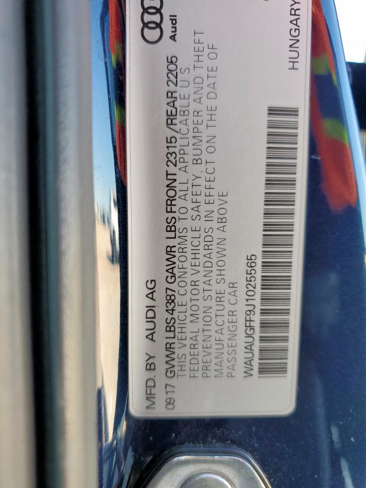 2018 Audi A3 Premium VIN: WAUAUGFF9J1025565 Lot: 91073575