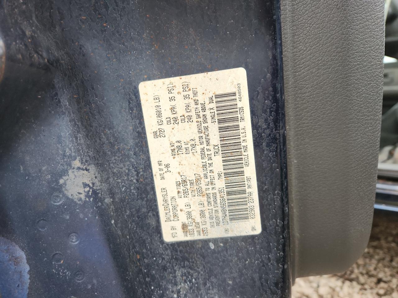 2006 Dodge Dakota Quad Slt VIN: 1D7HW48N56S641351 Lot: 92023575