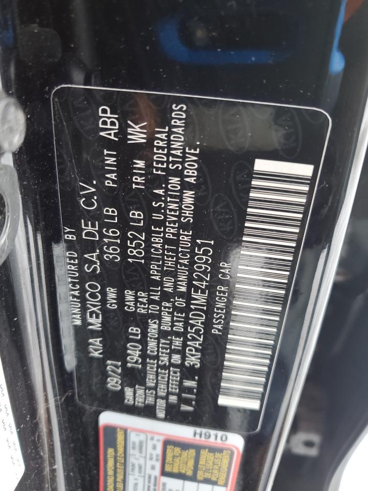 2021 Kia Rio S VIN: 3KPA25AD1ME429951 Lot: 92012295