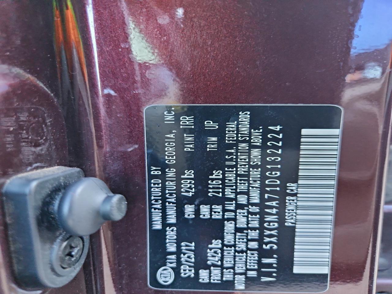 2013 Kia Optima Ex VIN: 5XXGN4A71DG132224 Lot: 93987385