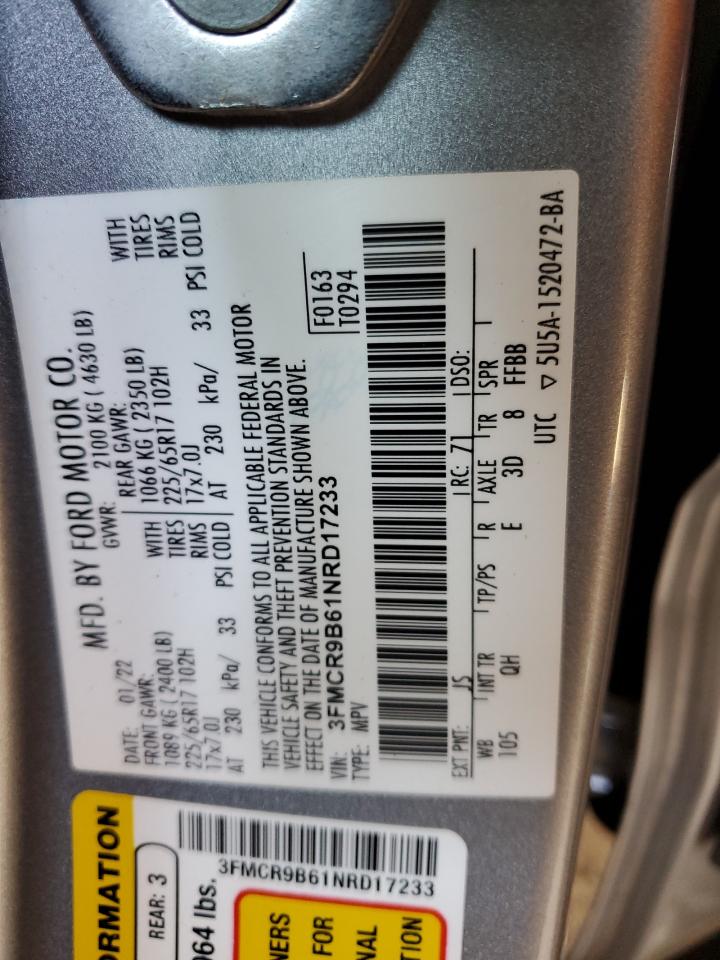 2022 Ford Bronco Sport Big Bend VIN: 3FMCR9B61NRD17233 Lot: 92883805