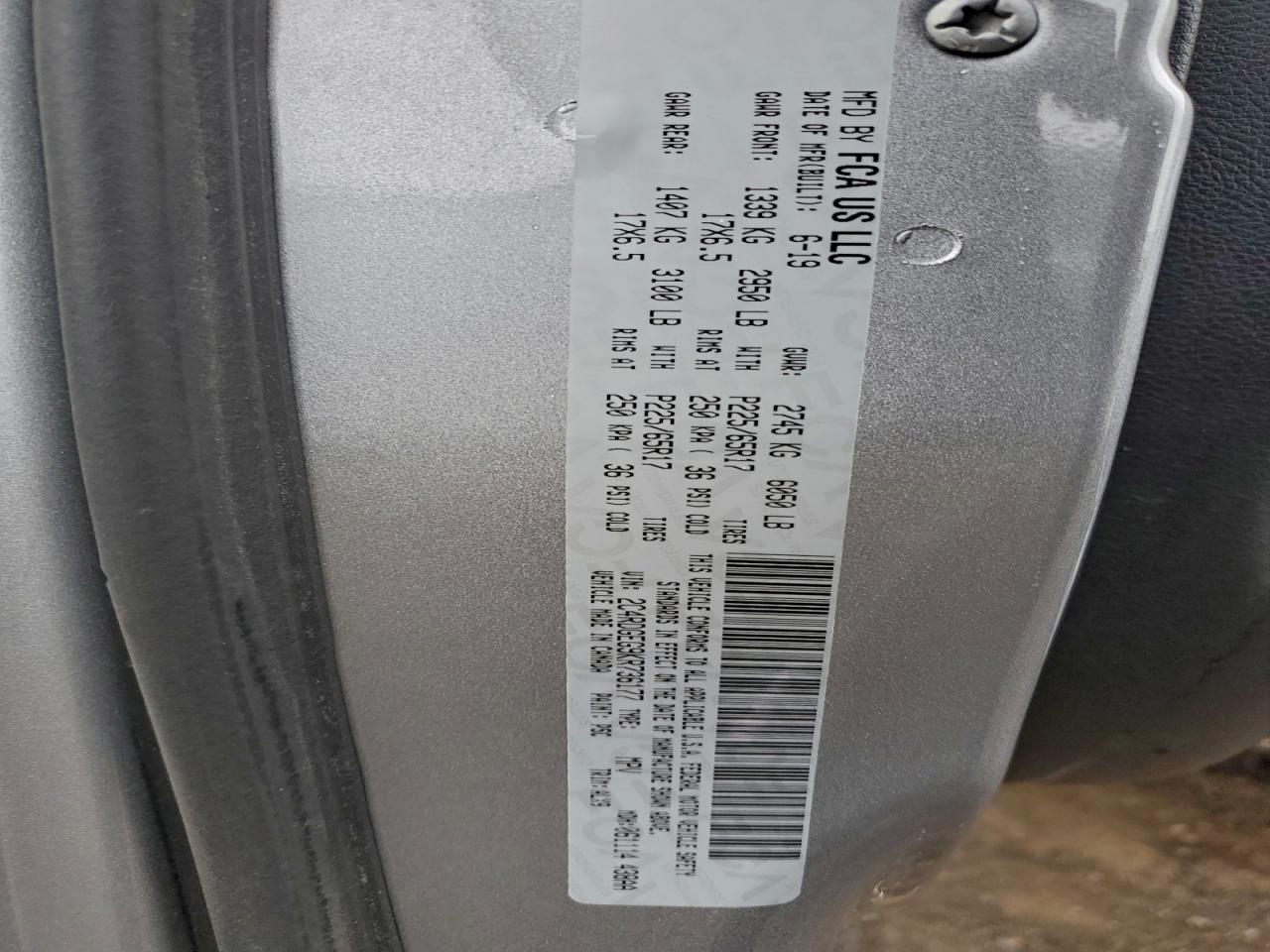 2019 Dodge Grand Caravan Gt VIN: 2C4RDGEG9KR736177 Lot: 93865435