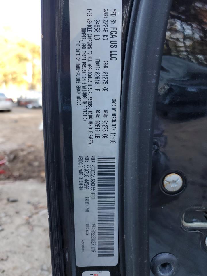 2019 Dodge Challenger Gt VIN: 2C3CDZJGXKH551833 Lot: 92286755