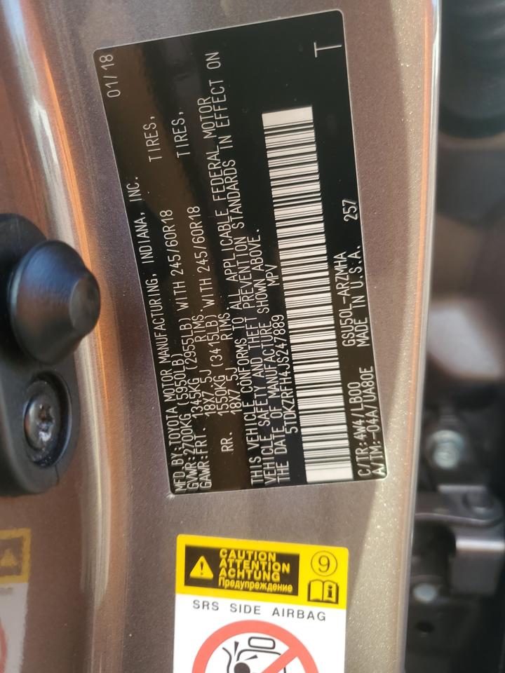 2018 Toyota Highlander Se VIN: 5TDKZRFH4JS247889 Lot: 91034895