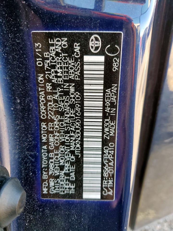 2013 Toyota Prius VIN: JTDKN3DU9D1649109 Lot: 92285965