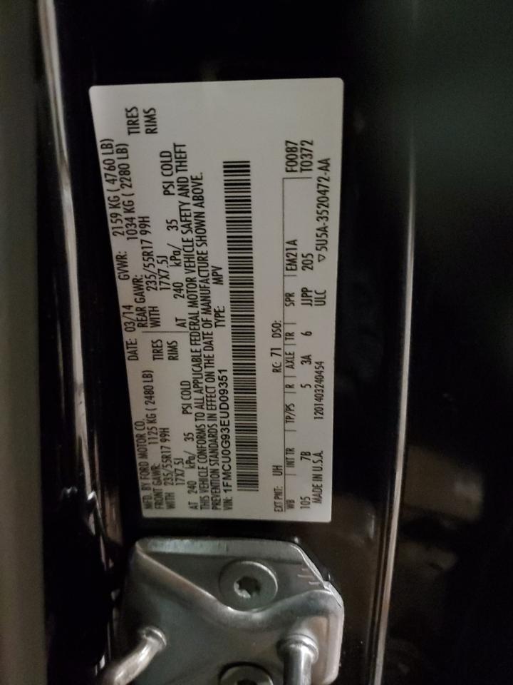 2014 Ford Escape Se VIN: 1FMCU0G93EUD09351 Lot: 91370075