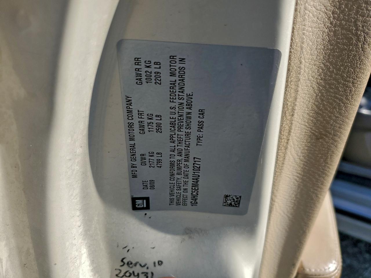 2010 Buick Lucerne Cxl VIN: 1G4HC5EM4AU102717 Lot: 93946405