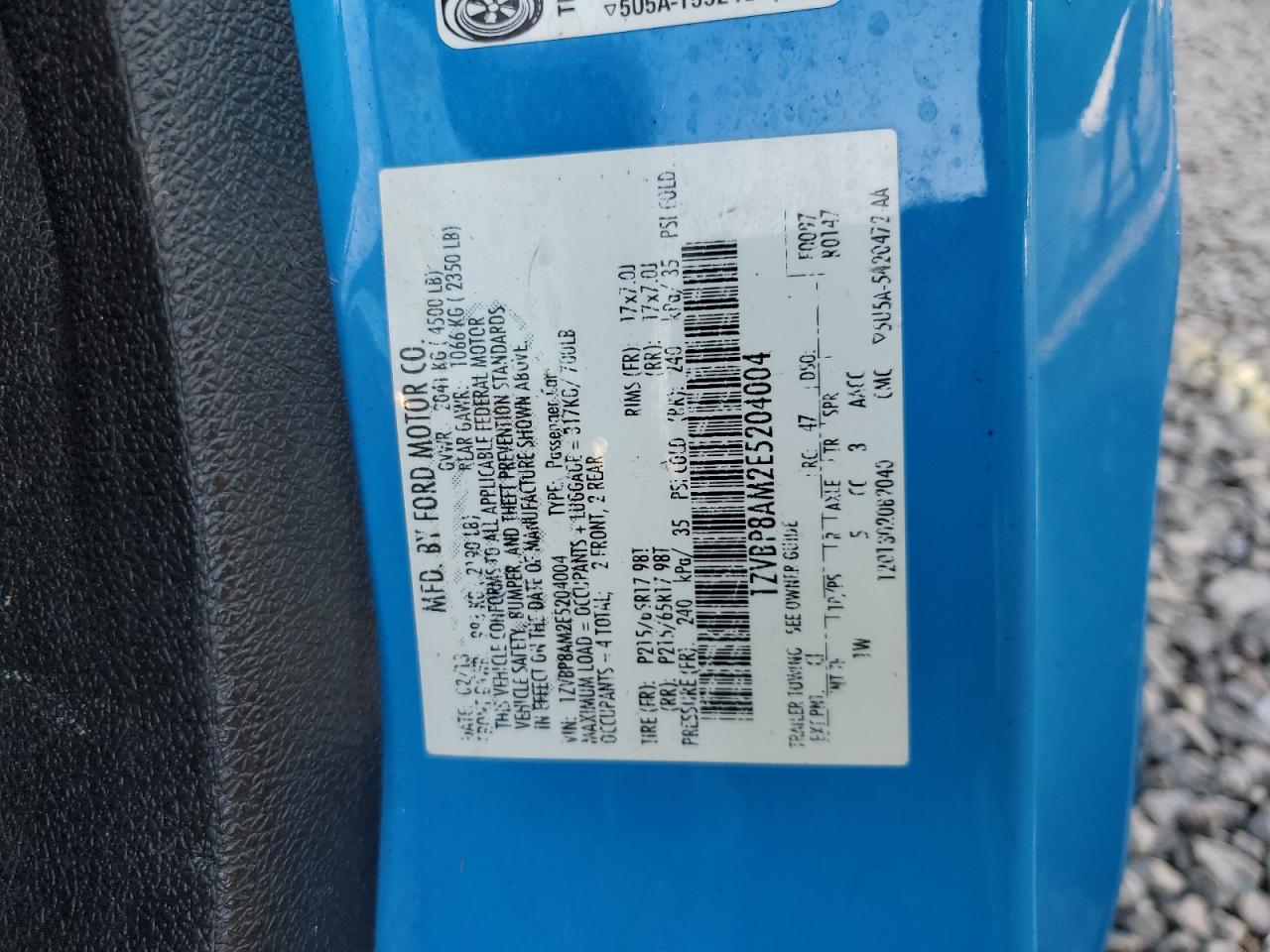 2014 Ford Mustang VIN: 1ZVBP8AM2E5204004 Lot: 91133235