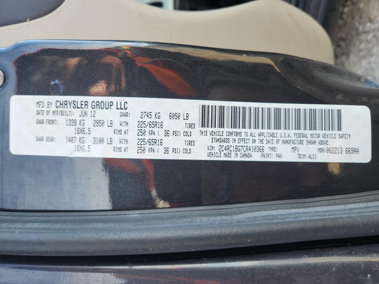 2012 Chrysler Town & Country Touring VIN: 2C4RC1BG7CR410366 Lot: 92081605