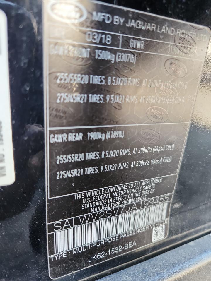 2018 Land Rover Range Rover Sport Hse Dynamic VIN: SALWV2SV7JA199455 Lot: 93408895