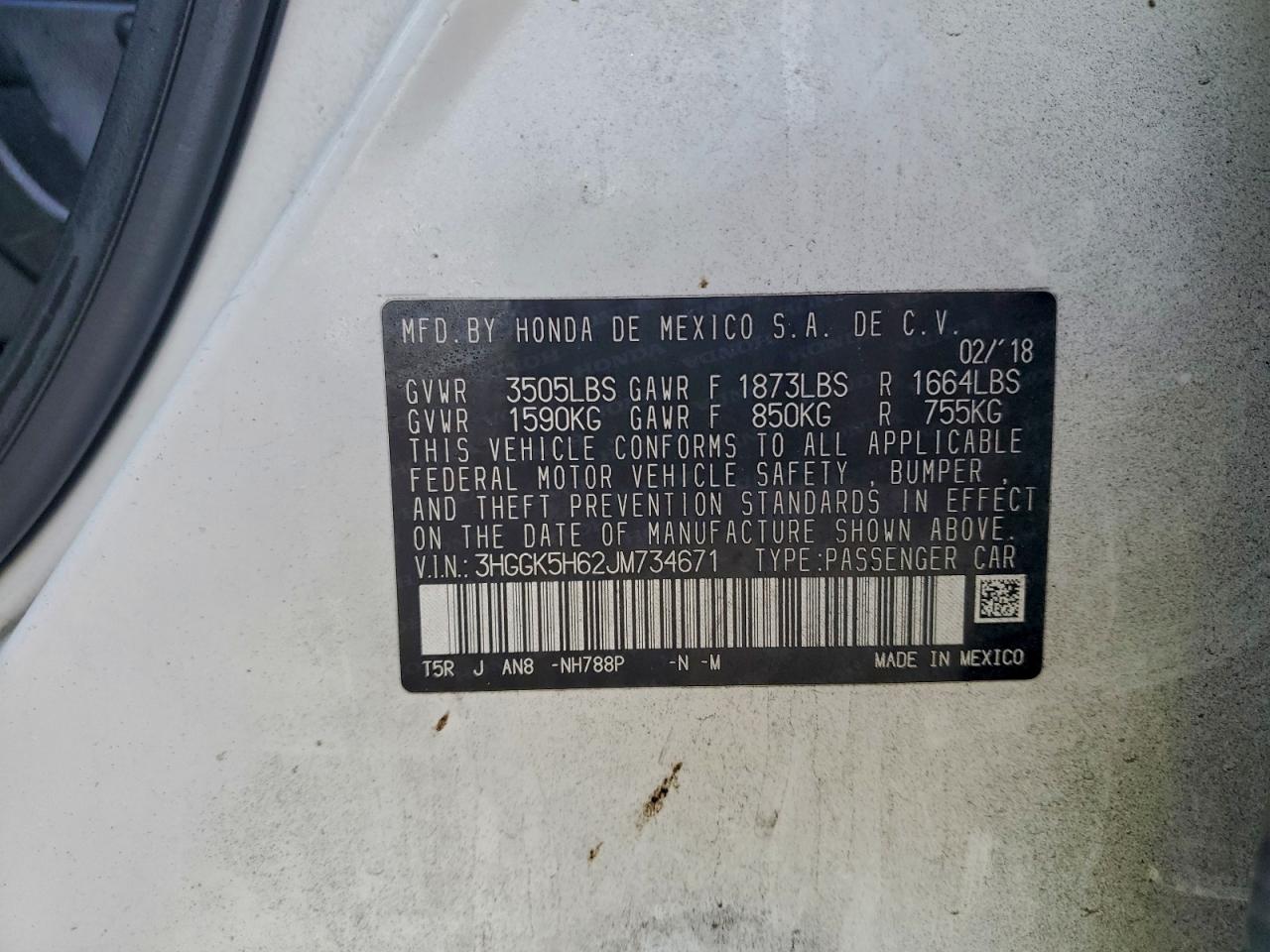 2018 Honda Fit Sport VIN: 3HGGK5H62JM734671 Lot: 93780065