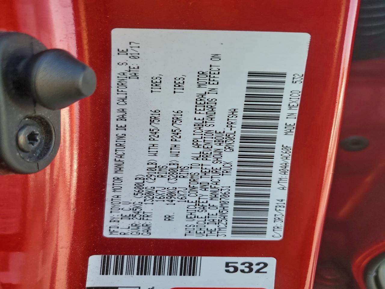 2017 Toyota Tacoma Double Cab VIN: 3TMCZ5AN5HM070631 Lot: 94248415