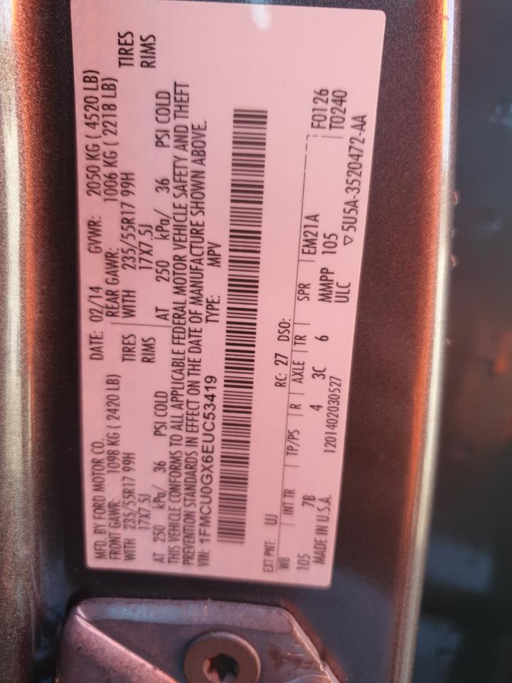 2014 Ford Escape Se VIN: 1FMCU0GX6EUC53419 Lot: 92103375