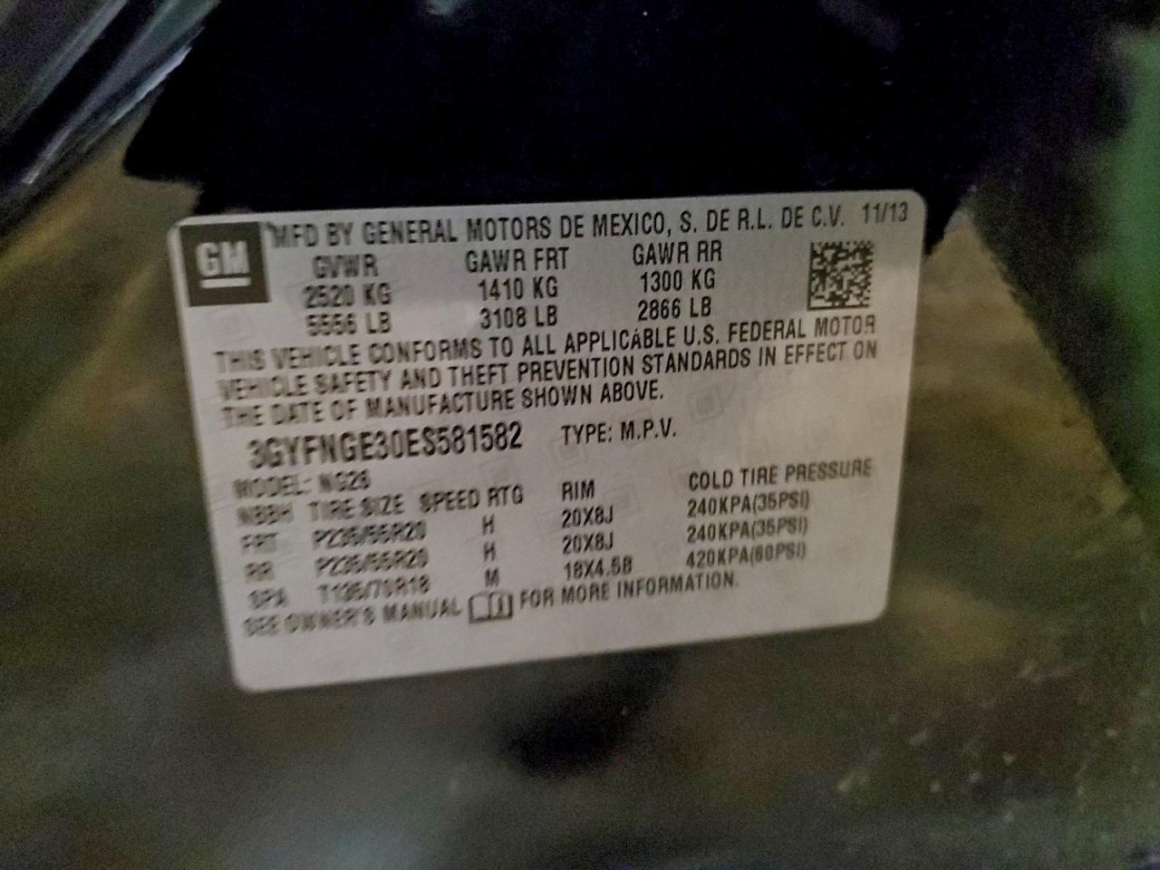 2014 Cadillac Srx Premium Collection VIN: 3GYFNGE30ES581582 Lot: 92831085