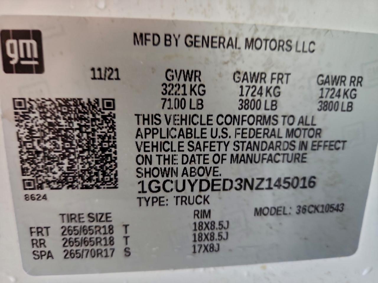 2022 Chevrolet Silverado Ltd K1500 Lt VIN: 1GCUYDED3NZ145016 Lot: 93724505