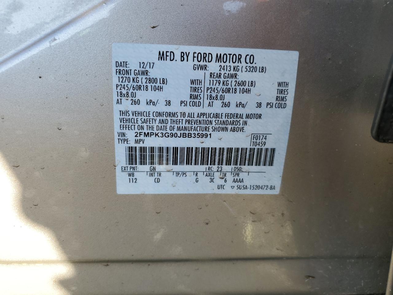 2018 Ford Edge Se VIN: 2FMPK3G90JBB35991 Lot: 90881195