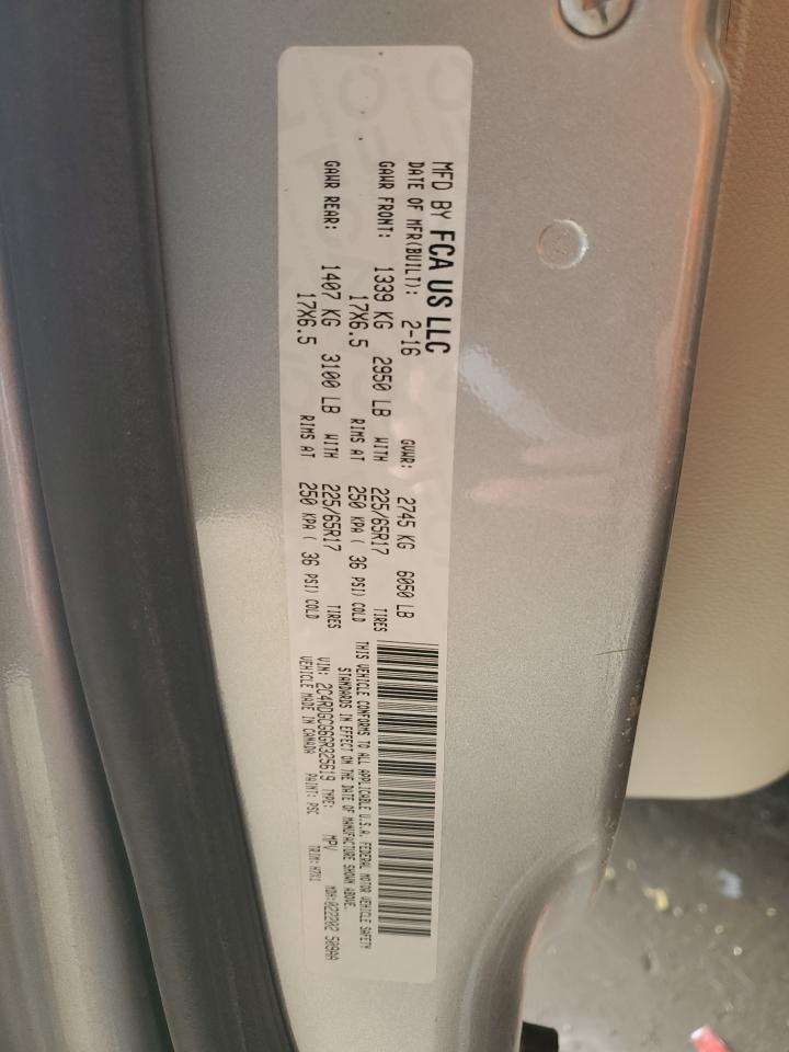 2016 Dodge Grand Caravan Sxt VIN: 2C4RDGCG6GR325619 Lot: 93404395