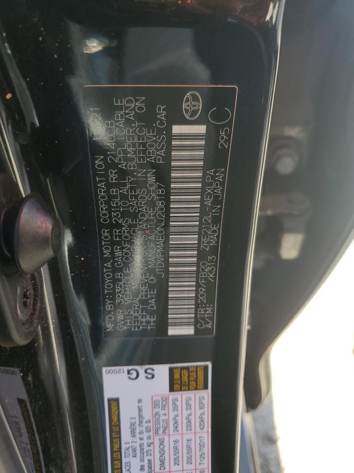 2022 Toyota Corolla Le VIN: JTDVPMAE0NJ208187 Lot: 91226375