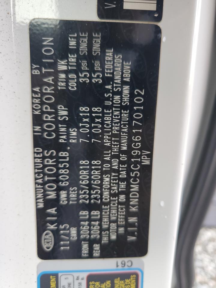 2016 Kia Sedona Ex VIN: KNDMC5C19G6170102 Lot: 93382885