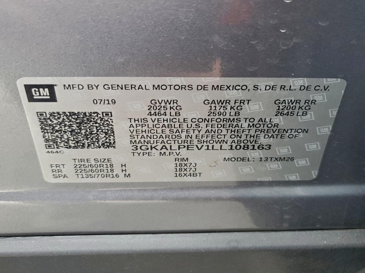 2020 GMC Terrain Slt VIN: 3GKALPEV1LL108163 Lot: 94307385