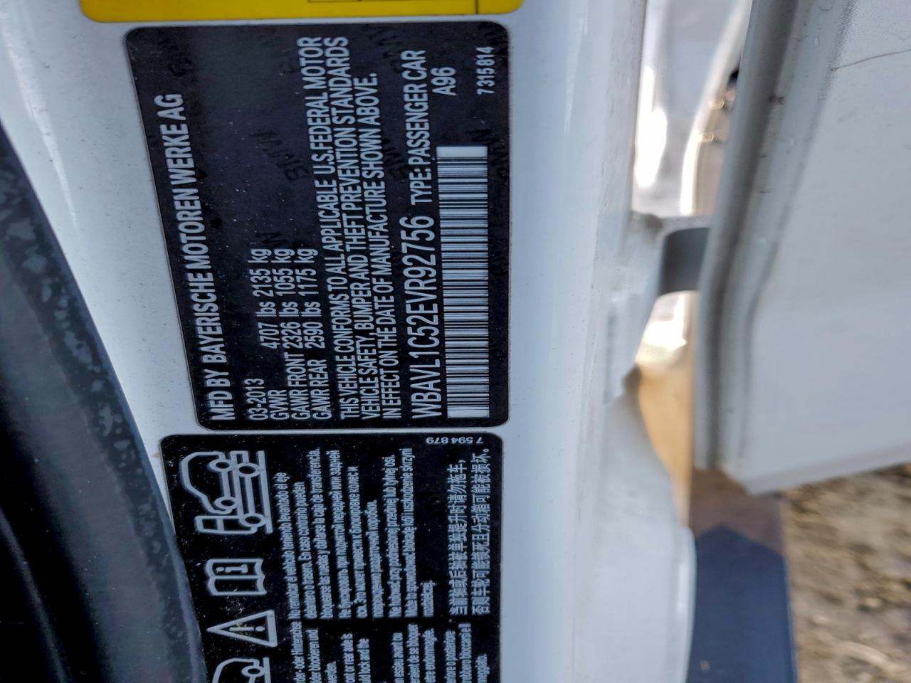 2014 BMW X1 xDrive28I VIN: WBAVL1C52EVR92756 Lot: 93211815