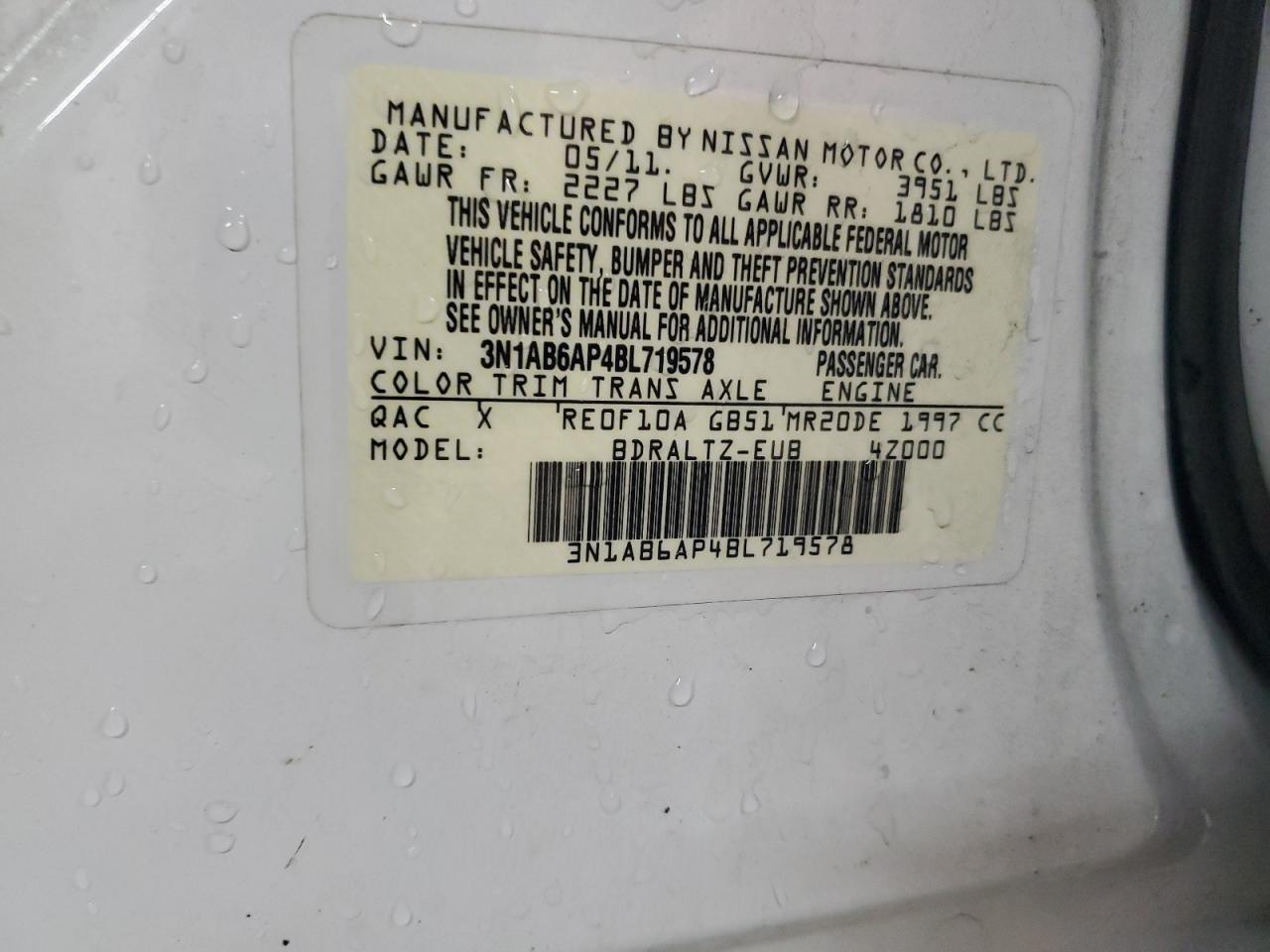 2011 Nissan Sentra 2.0 VIN: 3N1AB6AP4BL719578 Lot: 93420845