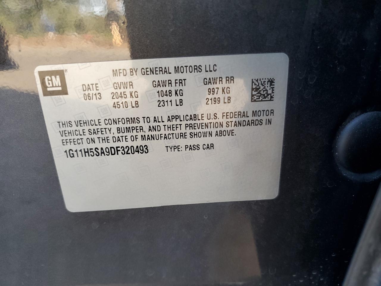 2013 Chevrolet Malibu Ltz VIN: 1G11H5SA9DF320493 Lot: 93713755