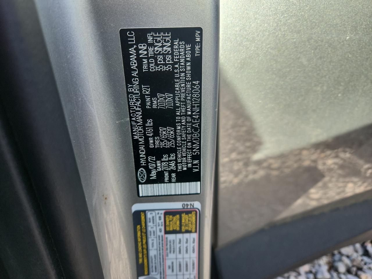 2022 Hyundai Tucson Sel VIN: 5NMJBCAE4NH128064 Lot: 93868045