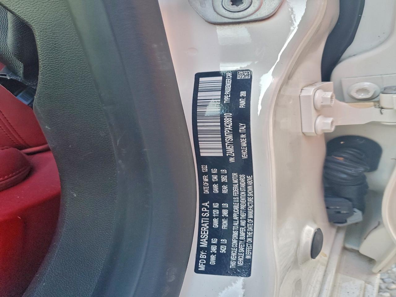 2023 Maserati Ghibli Modena VIN: ZAM57YSM7PX428810 Lot: 94742315