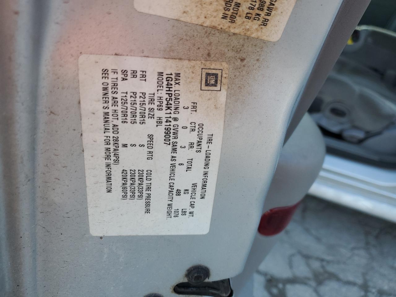 2001 Buick Lesabre Custom VIN: 1G4HP54K114199007 Lot: 92225335