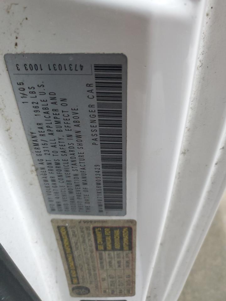 2006 Volkswagen New Gti VIN: WVWFV71K56W093429 Lot: 92464375