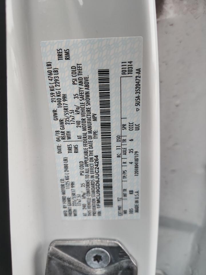 2018 Ford Escape Se VIN: 1FMCU9GD6JUC24264 Lot: 91678315