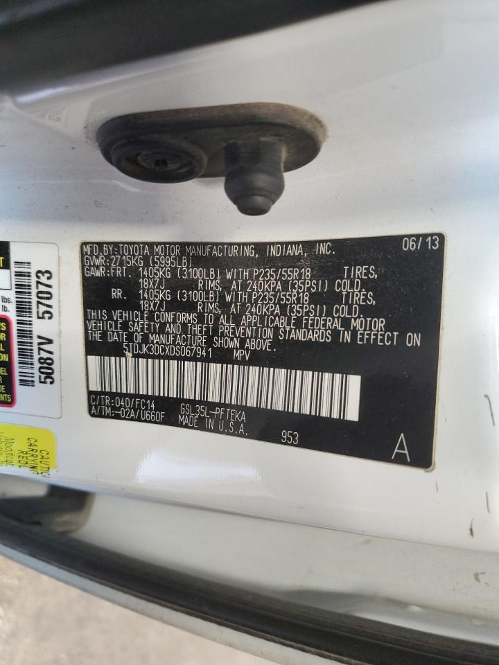 2013 Toyota Sienna Le VIN: 5TDJK3DCXDS067941 Lot: 91942445