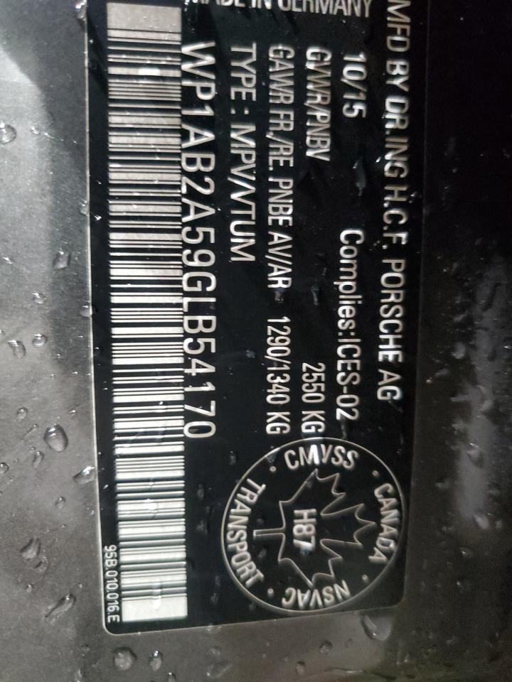 2016 Porsche Macan S VIN: WP1AB2A59GLB54170 Lot: 92876395