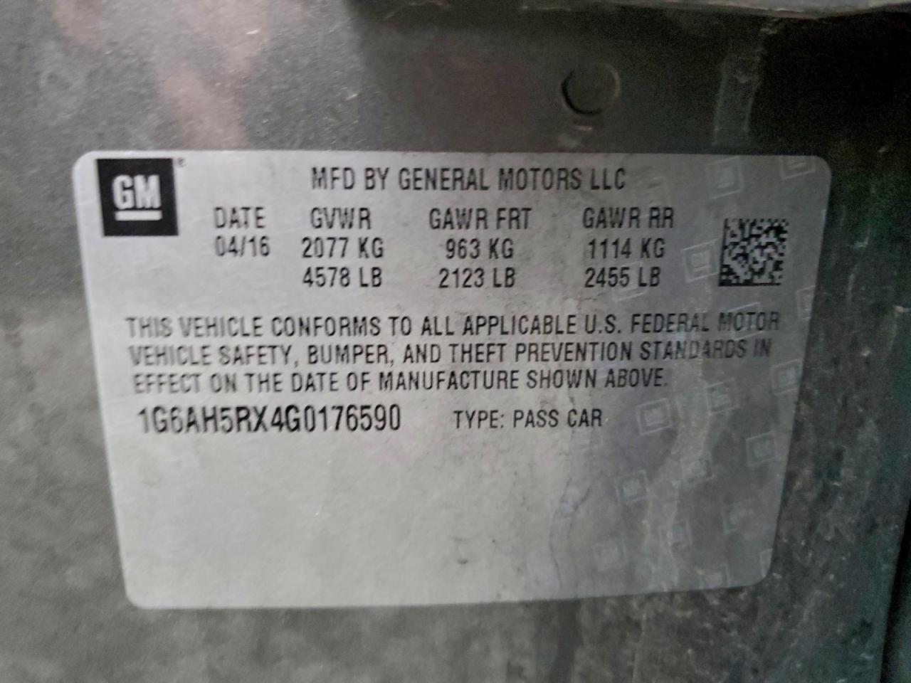 2016 Cadillac Ats Luxury VIN: 1G6AH5RX4G0176590 Lot: 93608135