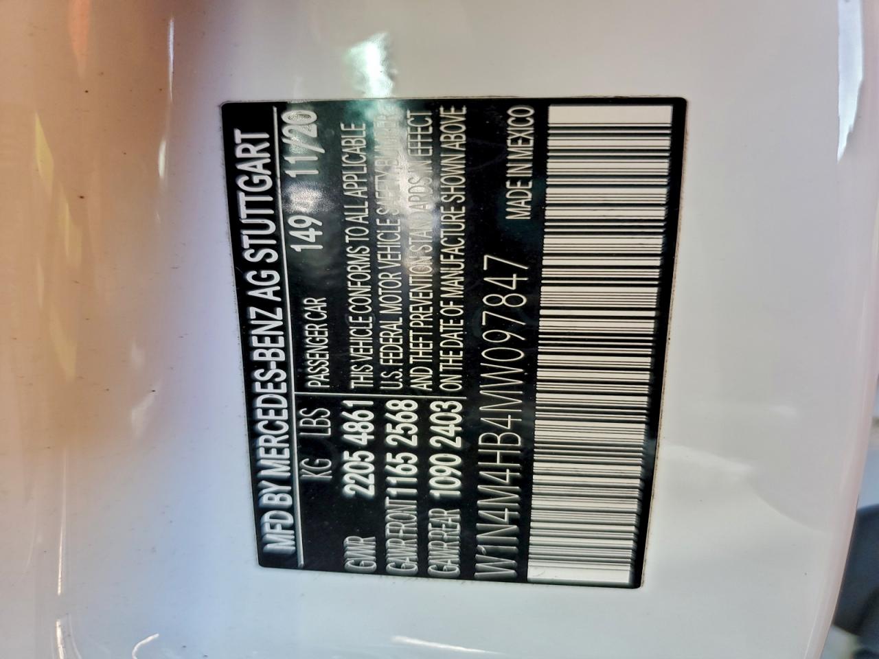 2021 Mercedes-Benz Glb 250 4Matic VIN: W1N4M4HB4MW097847 Lot: 94286825