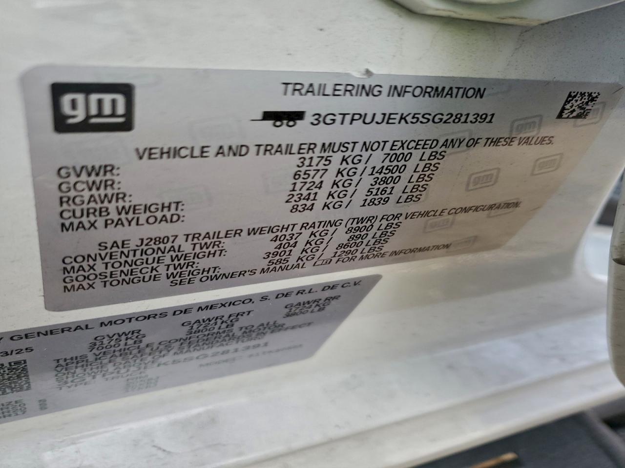 2025 GMC Sierra K1500 Elevation-L VIN: 3GTPUJEK5SG281391 Lot: 93685795