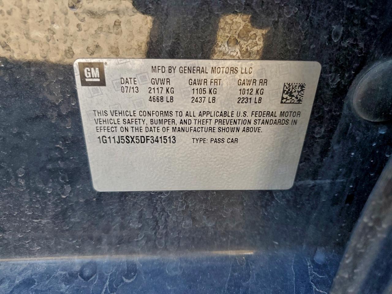 2013 Chevrolet Malibu Ltz VIN: 1G11J5SX5DF341513 Lot: 94371345