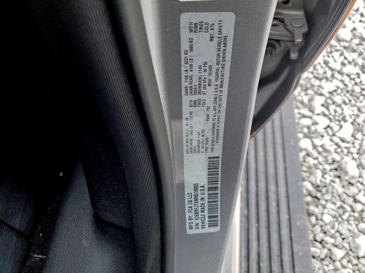 2021 Ram 1500 Laramie VIN: 1C6SRFJTXMN519065 Lot: 94433855