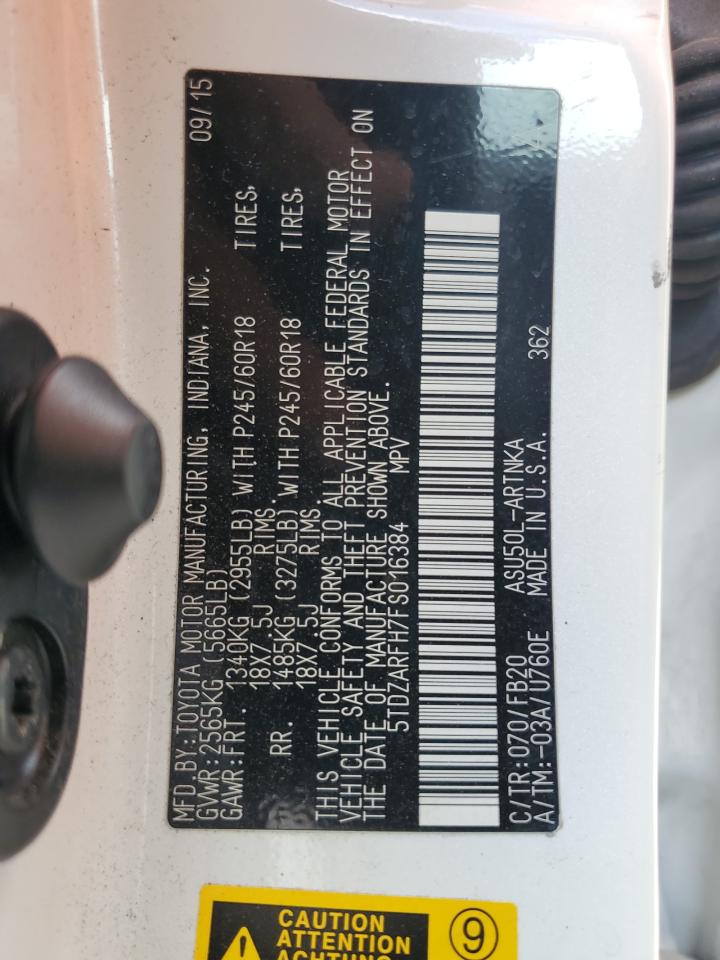 2015 Toyota Highlander Le VIN: 5TDZARFH7FS016384 Lot: 93917925