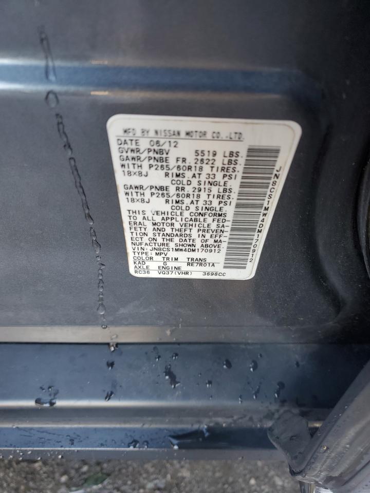 2013 Infiniti Fx37 VIN: JN8CS1MW4DM170912 Lot: 92343575