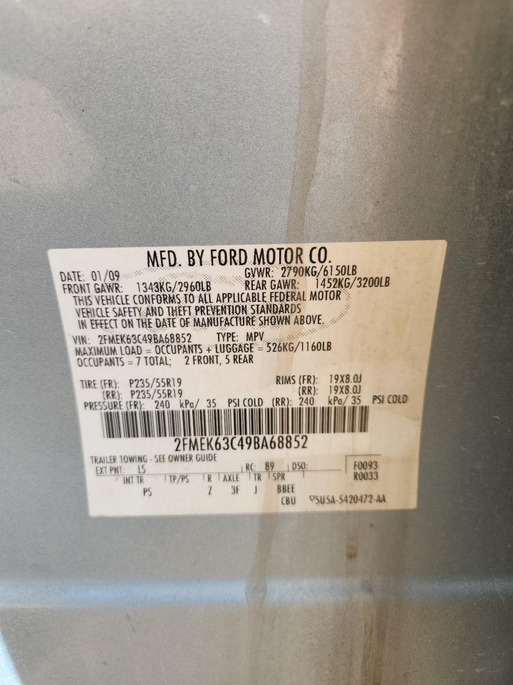 2009 Ford Flex Limited VIN: 2FMEK63C49BA68852 Lot: 83654194