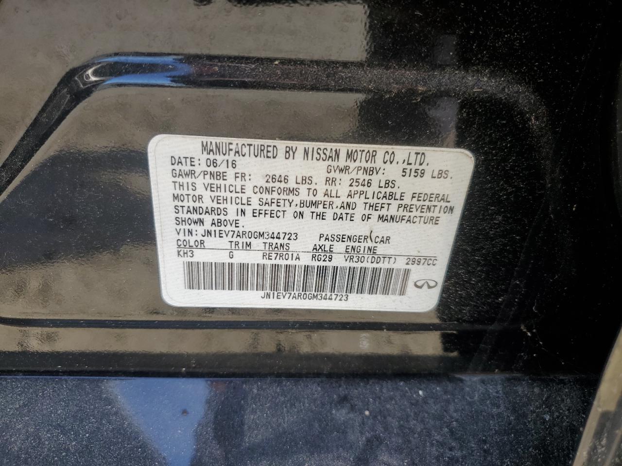 2016 Infiniti Q50 Premium VIN: JN1EV7AR0GM344723 Lot: 90673455