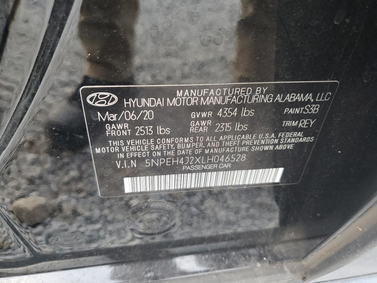 2020 Hyundai Sonata Limited VIN: 5NPEH4J2XLH046528 Lot: 92880275