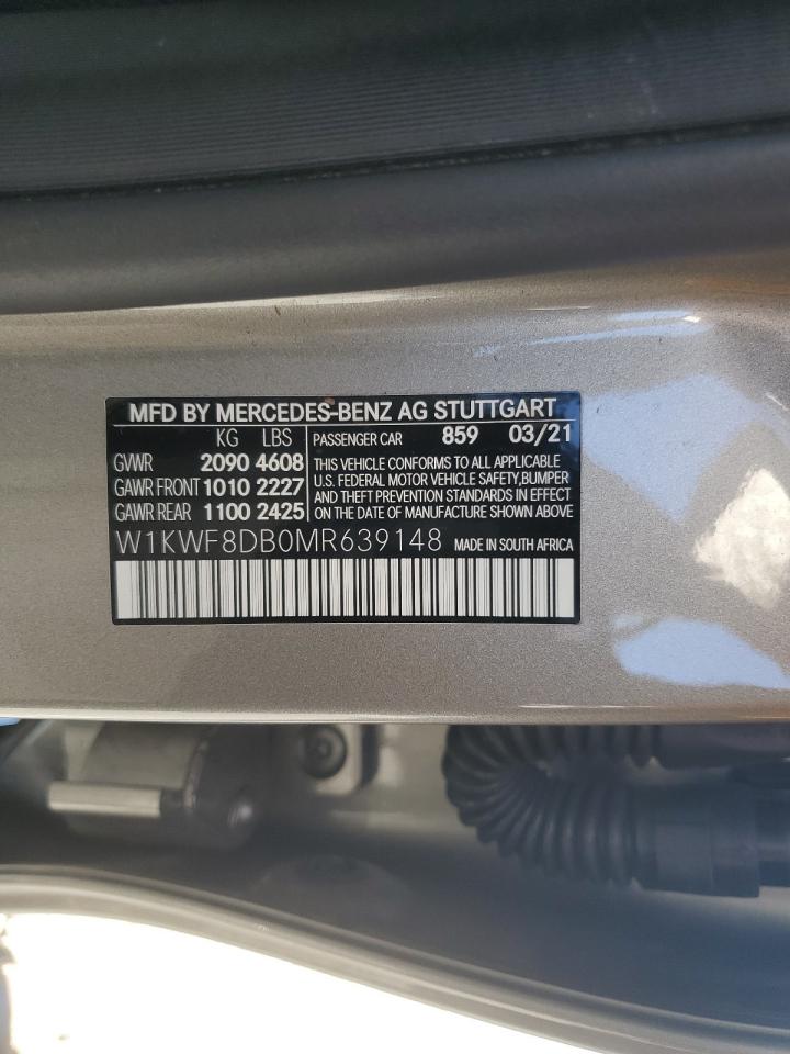 2021 Mercedes-Benz C 300 VIN: W1KWF8DB0MR639148 Lot: 91719875