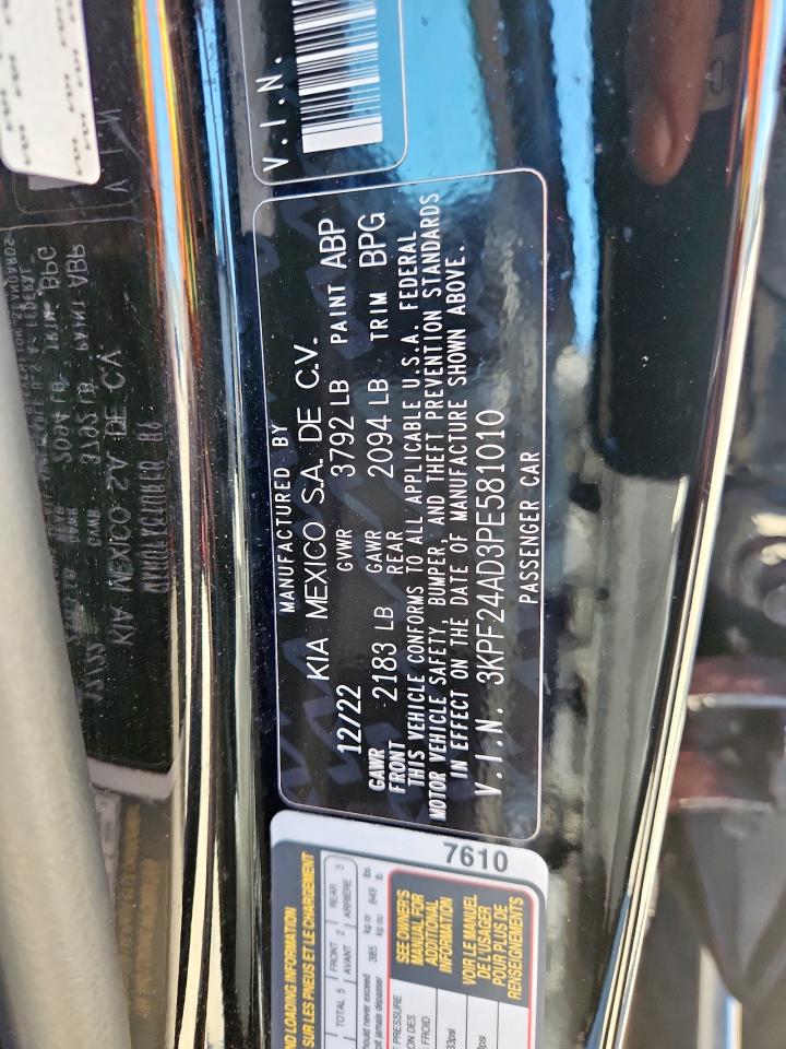 2023 Kia Forte Lx VIN: 3KPF24AD3PE581010 Lot: 91517215