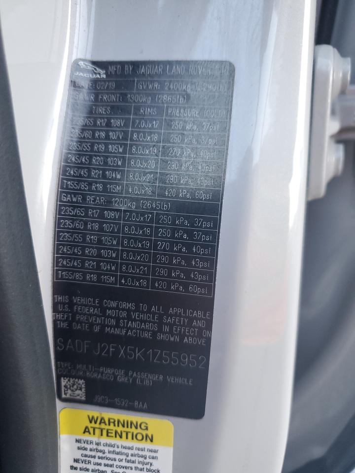 2019 Jaguar E-Pace S VIN: SADFJ2FX5K1Z55952 Lot: 92244425