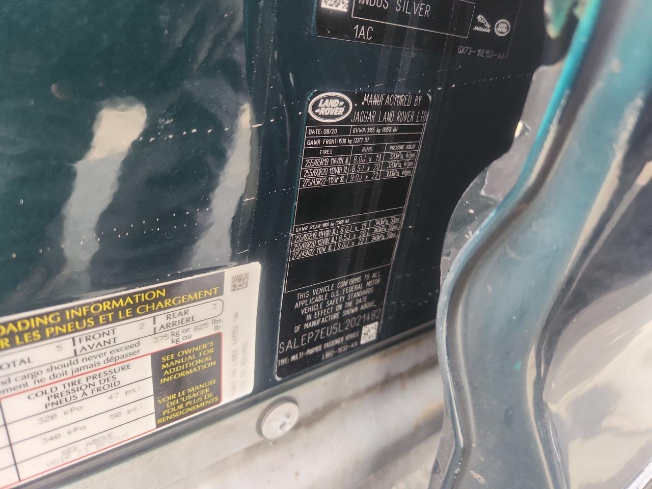 2020 Land Rover Defender 110 Se VIN: SALEP7EU5L2021482 Lot: 90063815