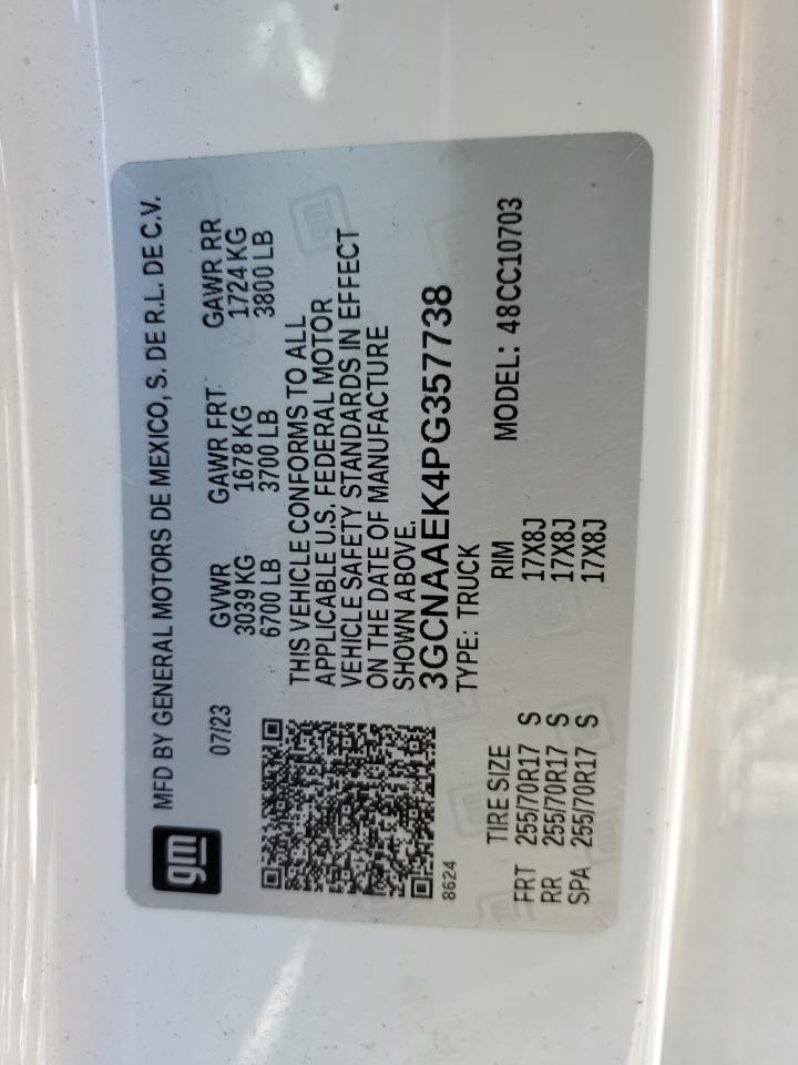 2023 Chevrolet Silverado C1500 VIN: 3GCNAAEK4PG357738 Lot: 92176455